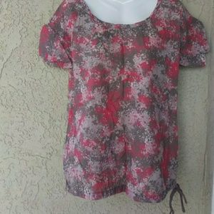 Calvin Klein colorful abstract tie side blouse